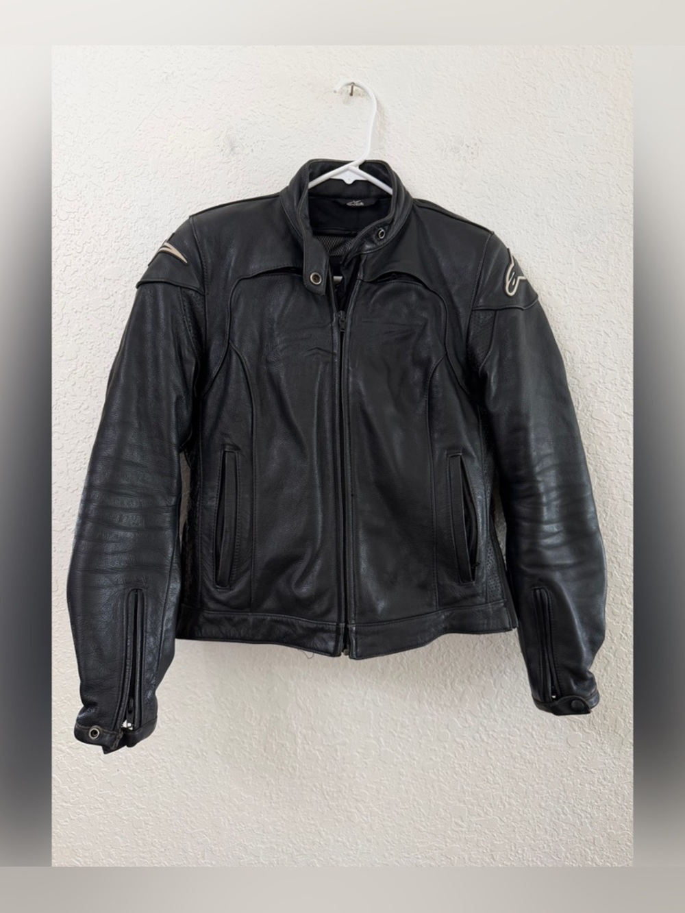 Alpinestars Stella Black Leather Motorcycle Moto Jacket - S